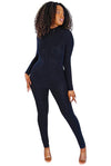 Caught Up......Long Sleeve Front Zip Up Jumpsuit