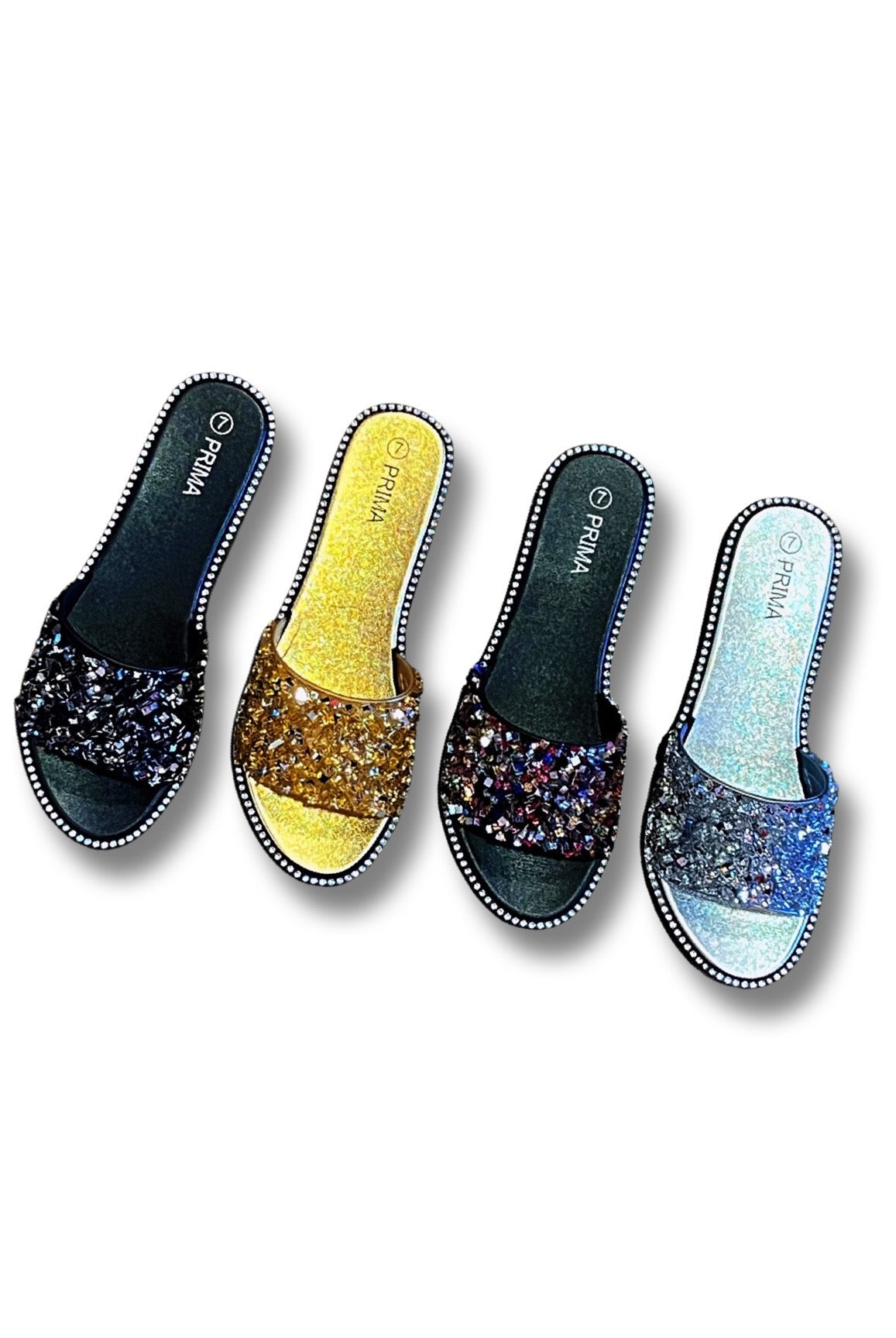 Cinderella.....Colored Stone Slip In Sandal Prima Shoes