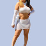 Coming Out Tonight.....Mesh Halter Mini Skirt Set With Attachable Sleeves Charming Bunny