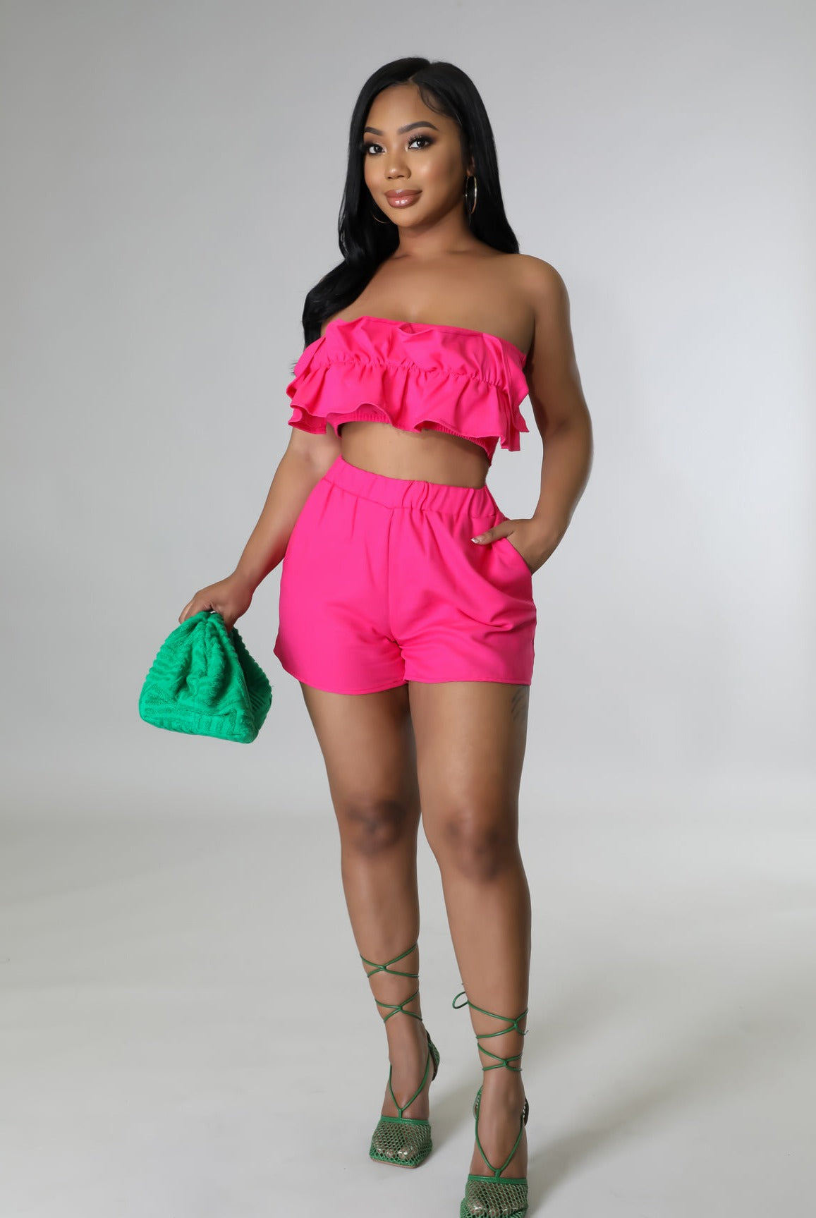 Consistency Is Key.....Ruffle Crop Short Set Good Time USA