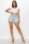 Deep.....Plus Size Heavy Distressed  Back Shorts