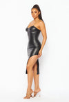 Don't Have To Explain.....Chain Strap Faux Leather Dress