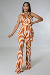 Grown Status......Halter Collar Flare Leg Jumpsuit