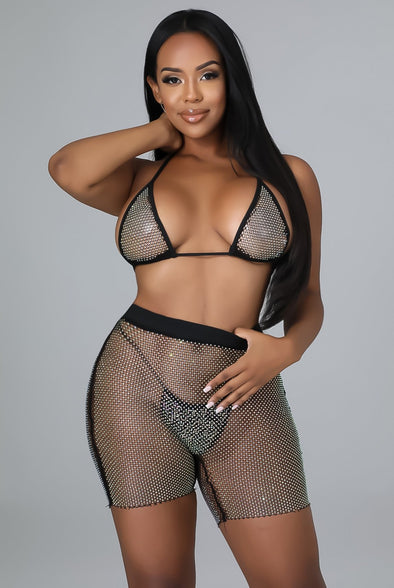 Hollywood....Rhinestone Biker Short Set | Swagg Boutique LLC.