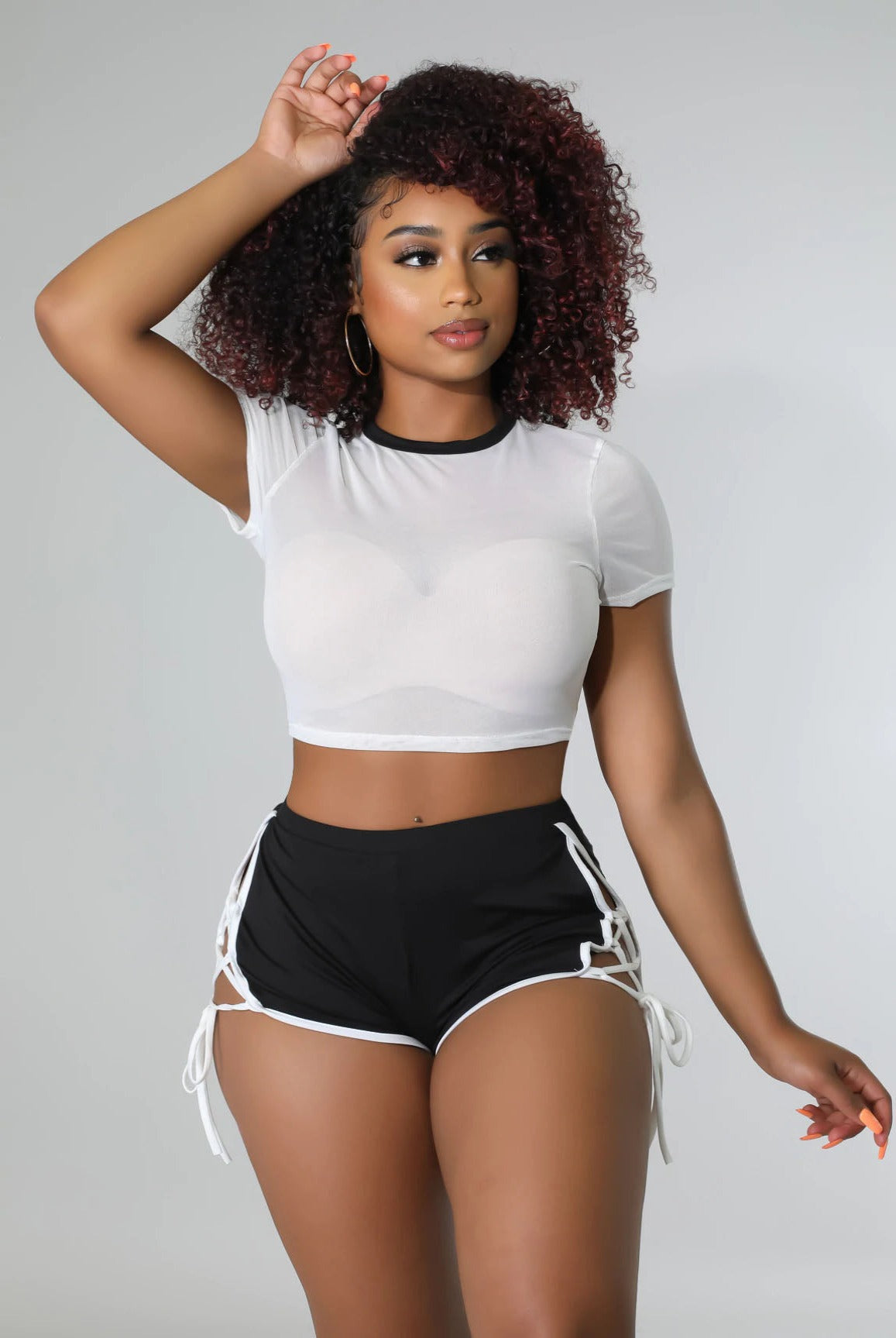 Hot Girl Summer Vibes......Side Tie Up Short Set May Pink Clothing