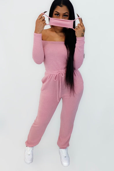 I Got Options....Off Shoulder knit Jumpsuit