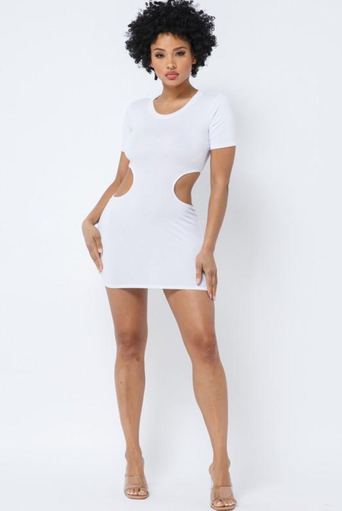 Im Straight......Double Side Cut Out Mini T-Shirt Dress | Swagg Boutique LLC.