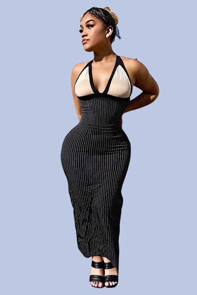 Im What You Need....Sleeveless Color Block Midi Dress