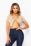 Iyanna.....Front Tie Short Sleeve Crop