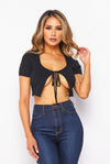 Iyanna.....Front Tie Short Sleeve Crop