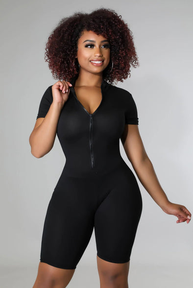 Just Passing By....Front Zip Up Biker Romper
