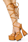 Julee......Tie Up Platform Thick Heel