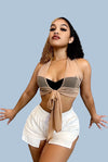 Just Let Go....Sleeveless Mesh Front Tie Crop Top