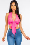 Just Let Go....Sleeveless Mesh Front Tie Crop Top