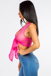 Just Let Go....Sleeveless Mesh Front Tie Crop Top