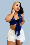 Just Let Go....Sleeveless Mesh Front Tie Crop Top
