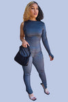 Just Wanna Mingle.....Single Long Sleeve Fitted Jumpsuit