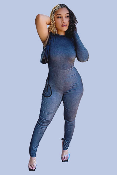 Just Wanna Mingle.....Single Long Sleeve Fitted Jumpsuit