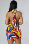 Long Days Short Nights....Bulgari Print Scarf Style Top Mini Skirt Set