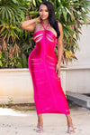Seize The Moment.....Halter Front Cross Fringe Maxi Dress