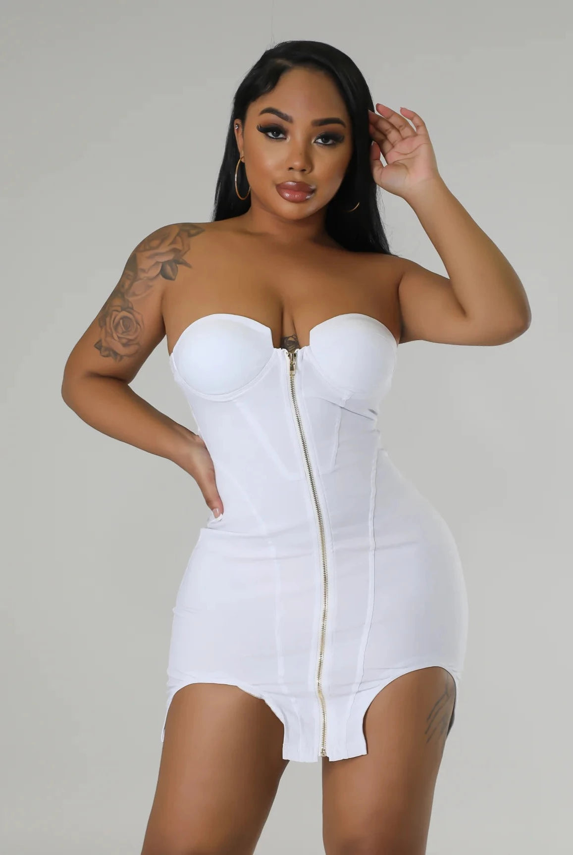 Special Delivery....Tube Front Zipper Mini Dress Good Time USA
