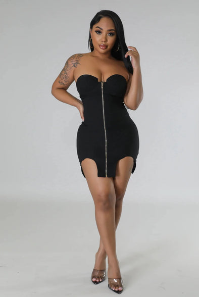 Special Delivery....Tube Front Zipper Mini Dress