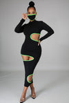 Take a Peek.....Mock Neck Multi Cut Out Midi Dress | Swagg Boutique LLC.