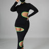 Take a Peek.....Mock Neck Multi Cut Out Midi Dress | Swagg Boutique LLC.