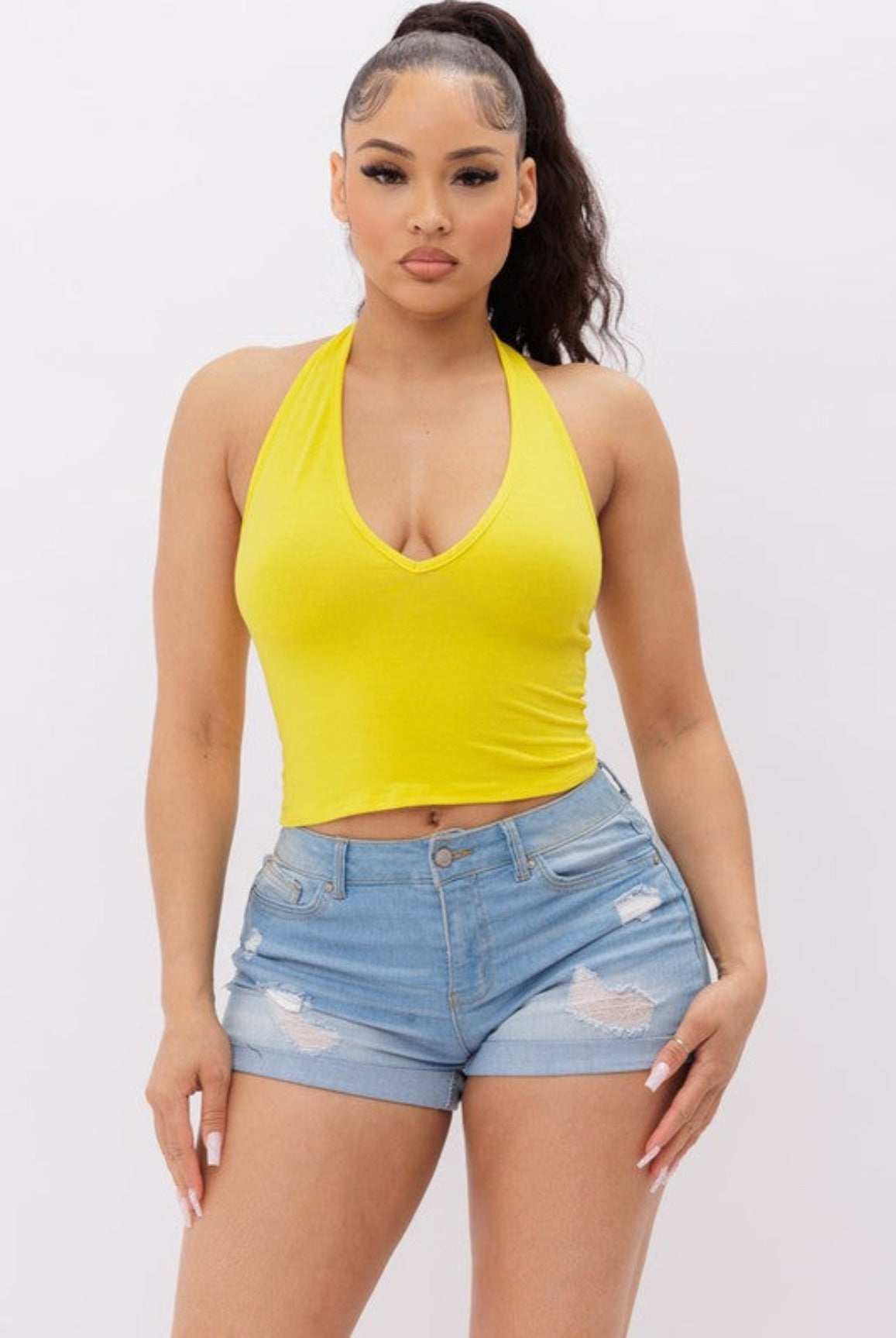 Tia.....Cotton Halter Crop Top JNK Apparel