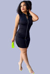 To The Bag.....Front Zipper Short Sleeve Mini Dress