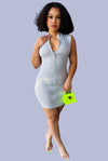 To The Bag.....Front Zipper Short Sleeve Mini Dress