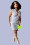 To The Bag.....Front Zipper Short Sleeve Mini Dress