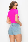 Yanna.....Short Sleeve Double Front Zipper Crop Top